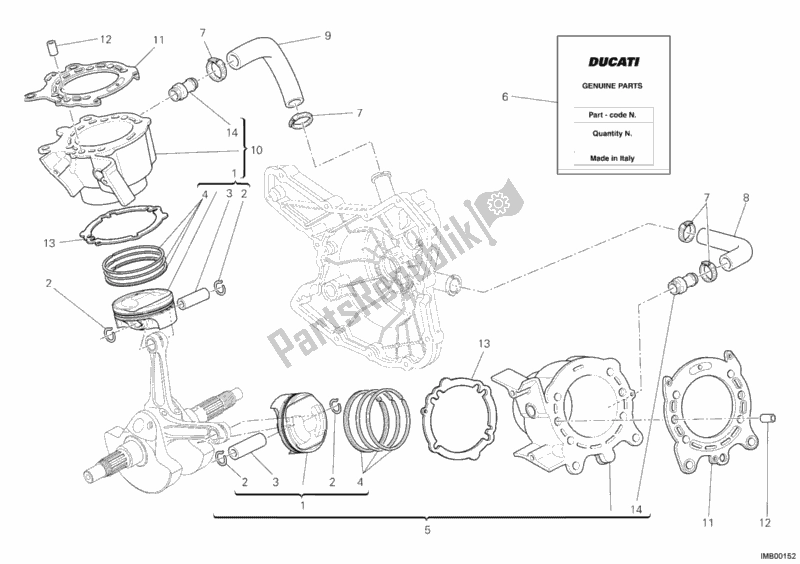 All parts for the Cylinder - Piston of the Ducati Multistrada 1200 USA 2012